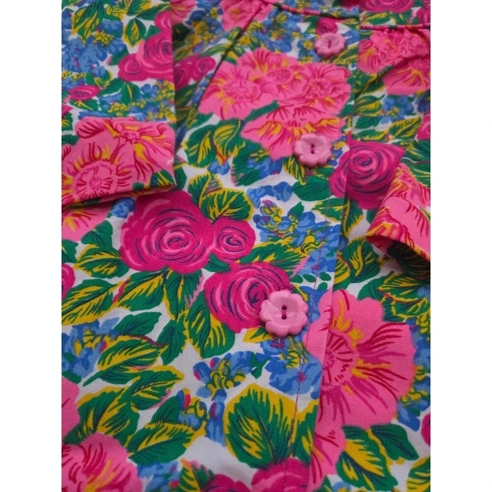 Vintage Winning Moves 3T Floral Button Hooded Jacket Colorful Made in USA NWT